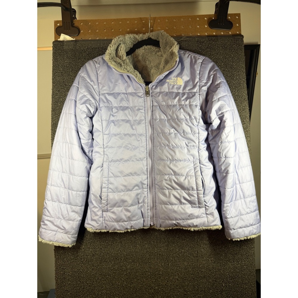 The North Face Reversible Jacket Girls L Lavender Grey Mossbud Swirl Fleece